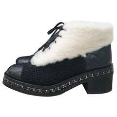 Chanel Rabbit Fur & Bouclé Ankle Boots