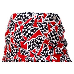 Chanel Race Flag Print Silk Asymmetrical Skirt 2023