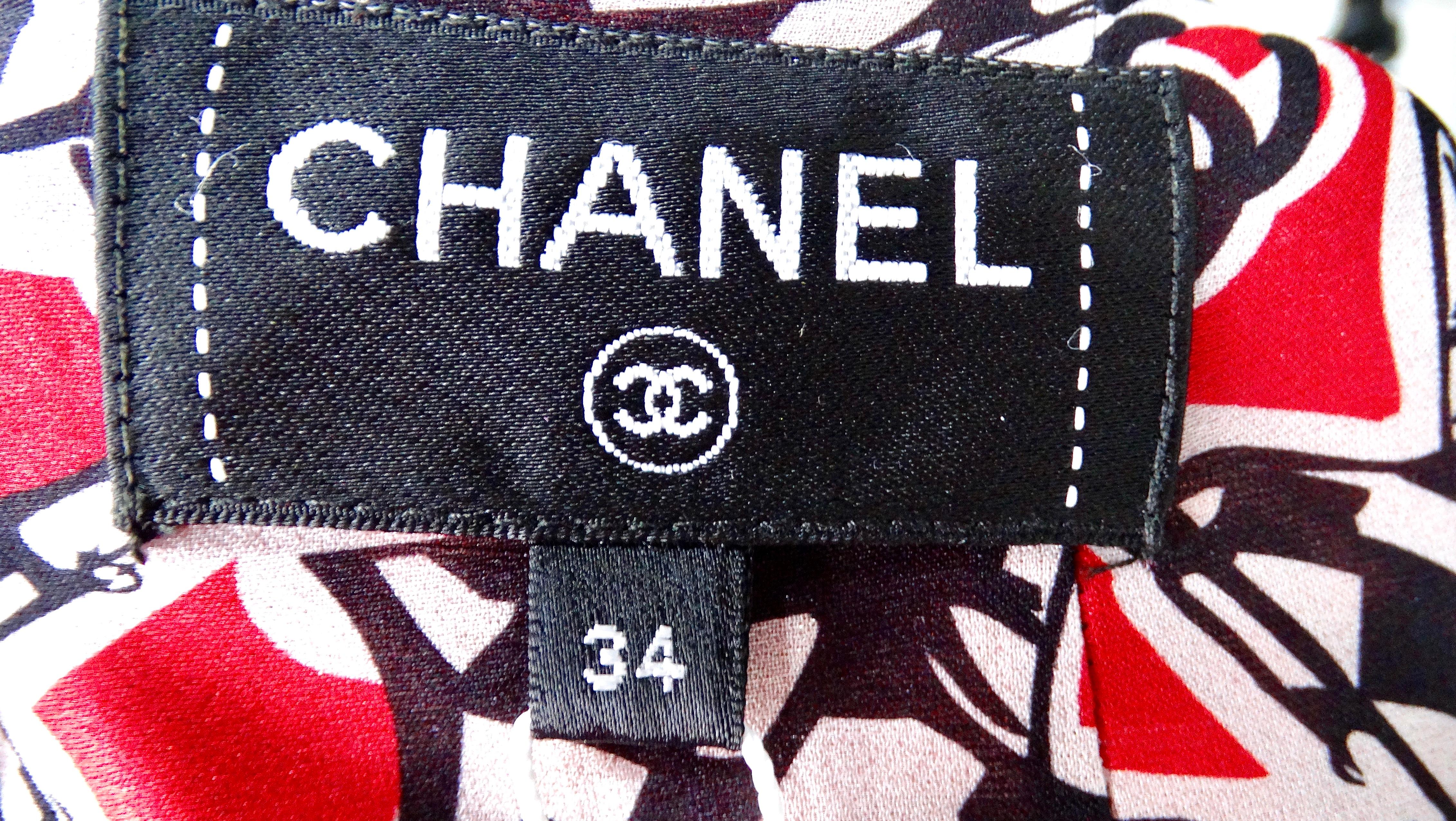Gonna asimmetrica in seta con stampa della bandiera di Chanel 2023 in vendita 4