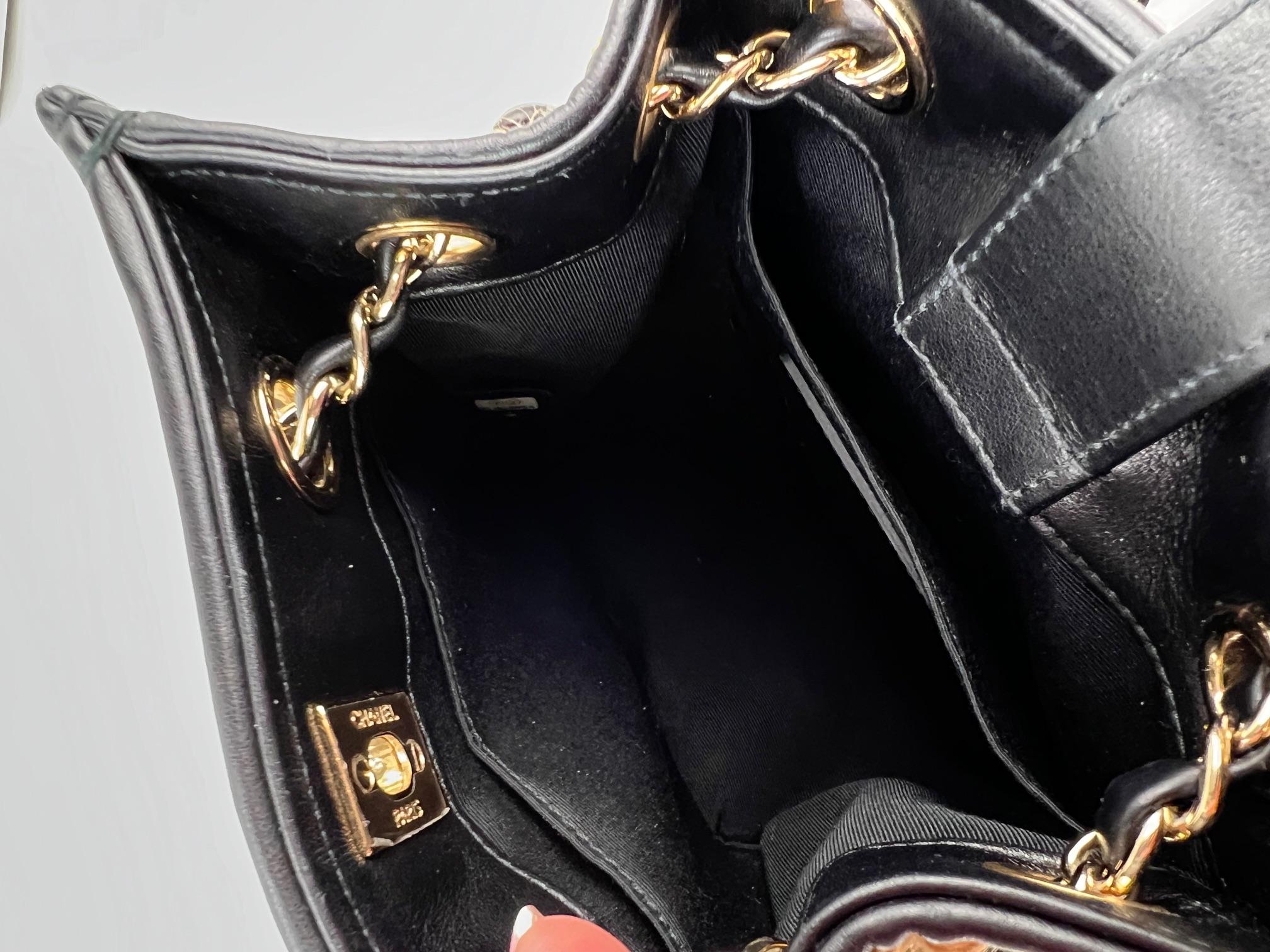 Chanel Raffia Jute Striped Urban Jungle Black Beige Bucket Bag 3