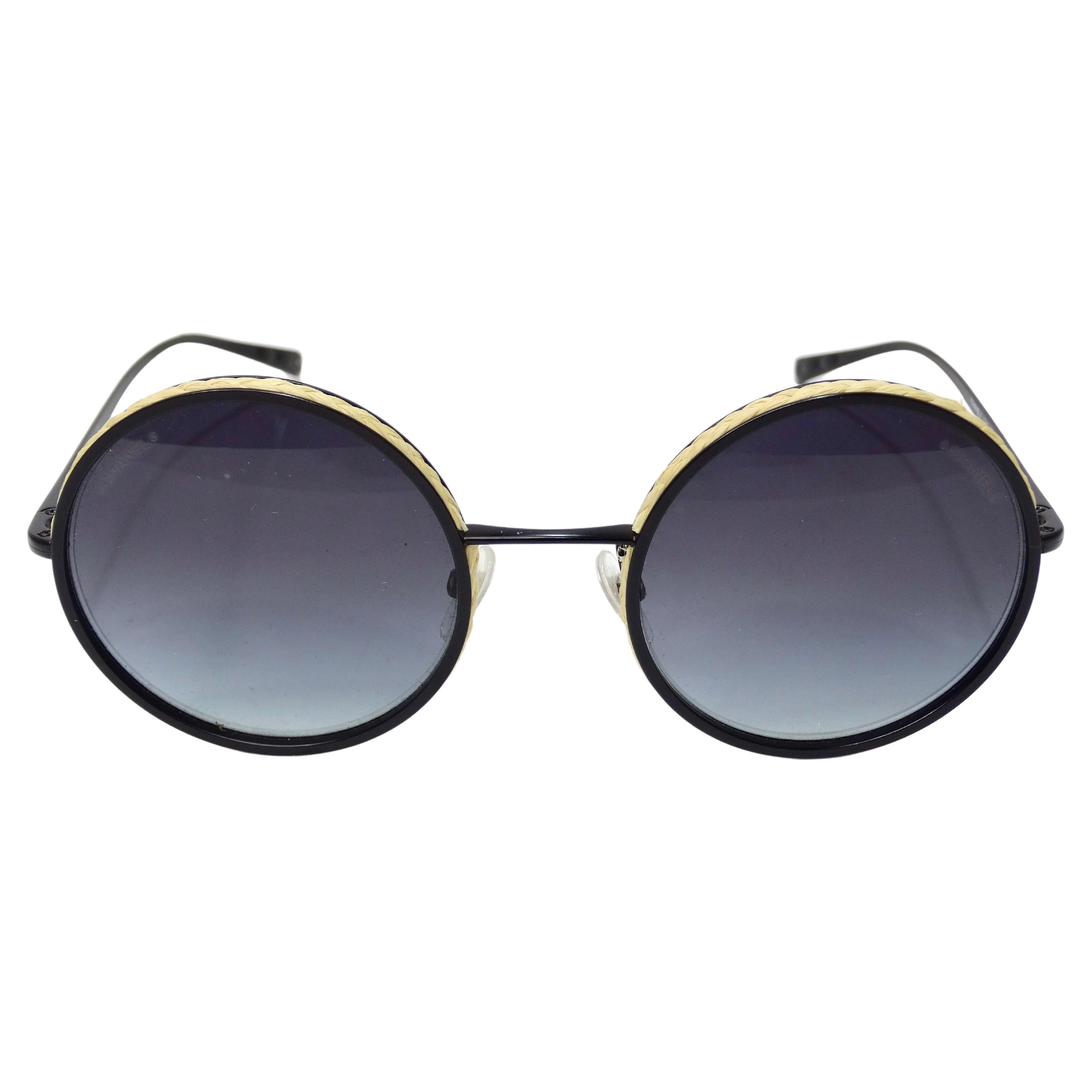 Chanel Raffia Round Sunglasses at 1stDibs