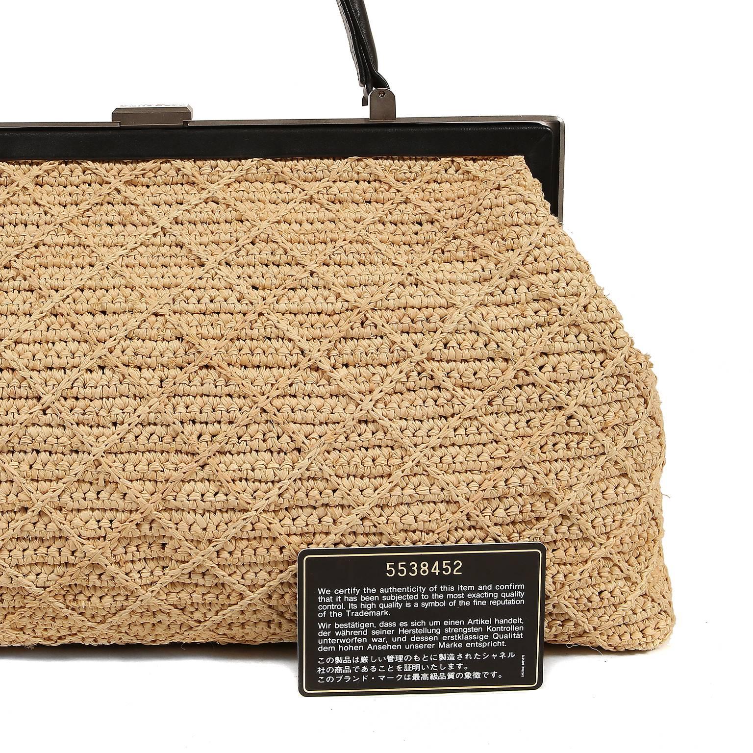 Chanel Raffia Straw  Framed Bag 4