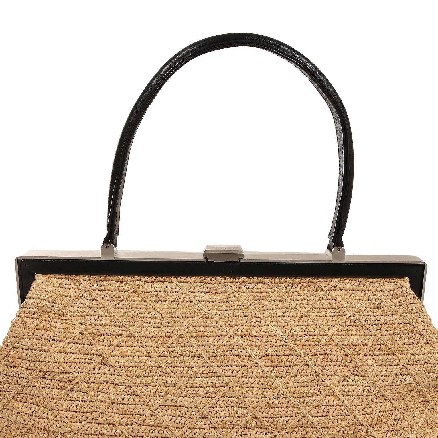 Women's Chanel Raffia Straw  Framed Bag