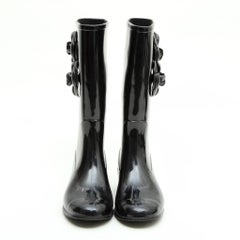 CHANEL Rain Boots in Black Rubber Size 38FR