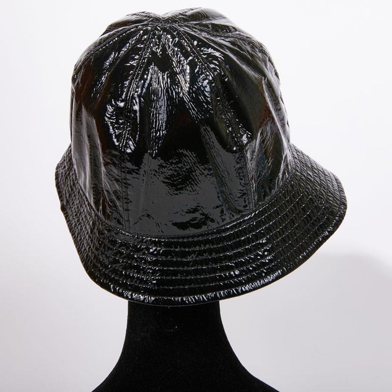 CHANEL Rain Hat in Black Patent Leather at 1stDibs | patent leather hat