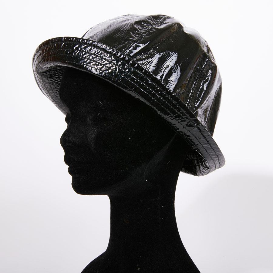 CHANEL Rain Hat in Black Patent Leather 2