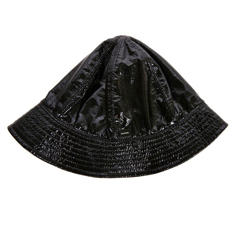 CHANEL Rain Hat in Black Patent Leather at 1stDibs