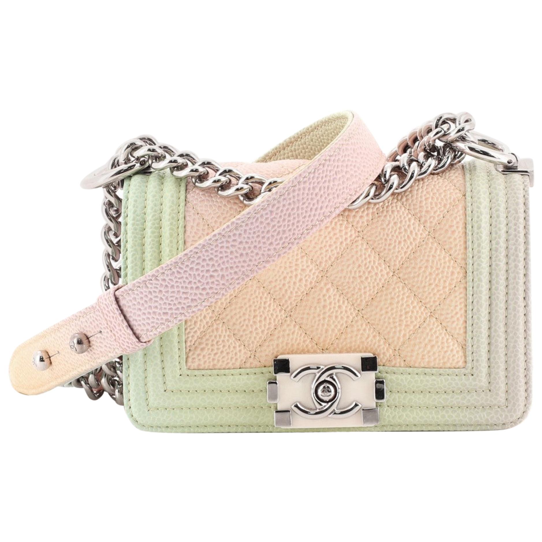 Chanel Rainbow Boy Flap Bag Quilted Painted Caviar Mini