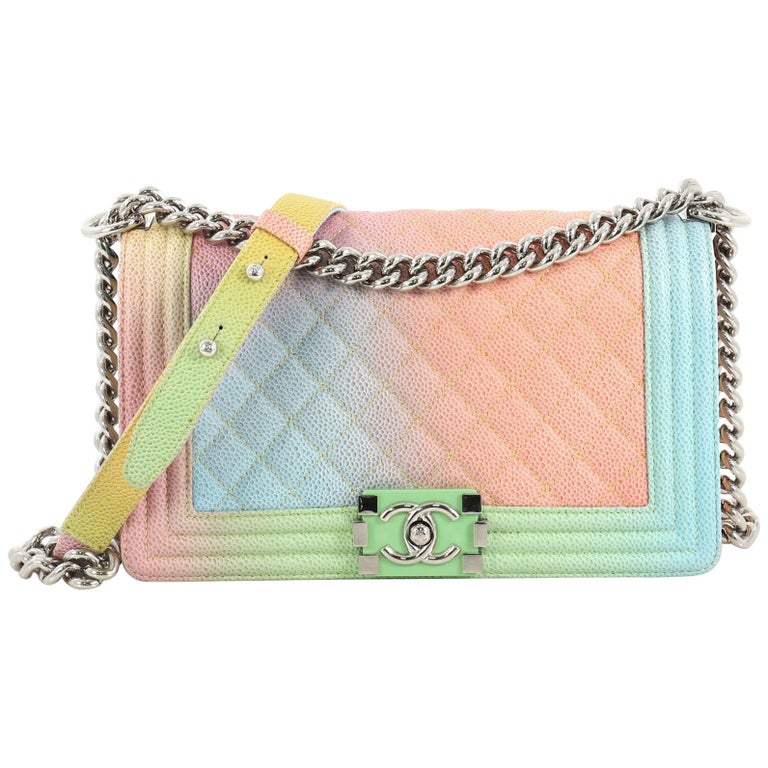 Chanel Rainbow Boy Flap Bag Quilted Painted Caviar Old Medium at 1stDibs
