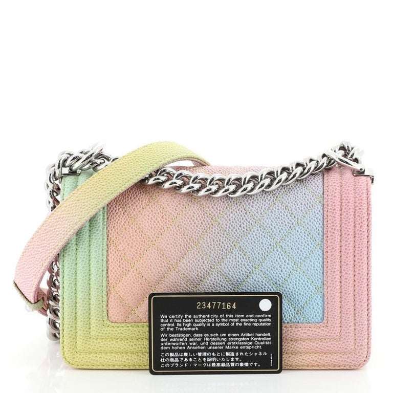Chanel Rainbow Boy Flap Bag Quilted Painted Caviar Small
