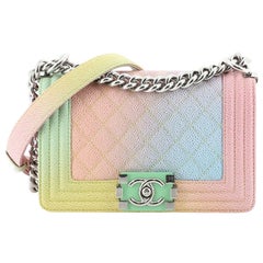 Chanel Rainbow Boy Flap Bag Quilted Painted Caviar Small 