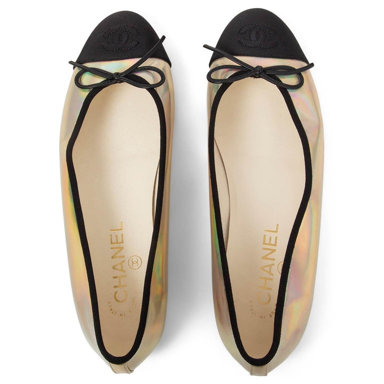 CHANEL rainbow iridescent 2018 CLASSIC Ballet Flats Shoes 38.5 at 1stDibs