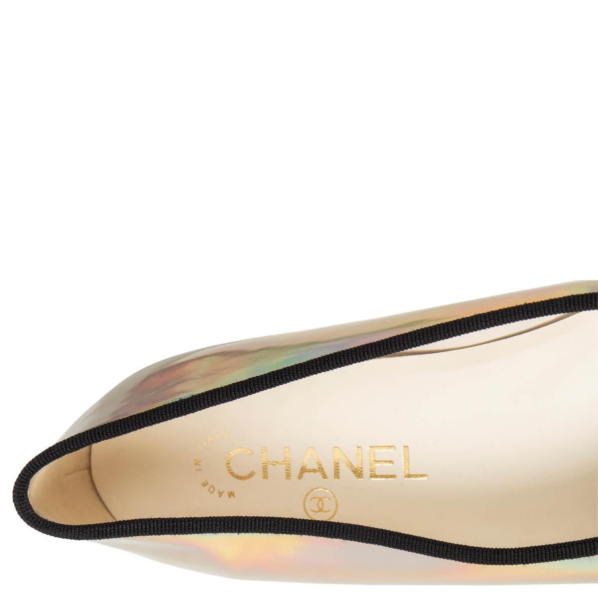 Beige CHANEL rainbow iridescent 2018 CLASSIC Ballet Flats Shoes 38.5