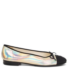 CHANEL Regenbogen schillernde 2018 CLASSIC Ballettschuhe mit flachen Schuhe 38,5