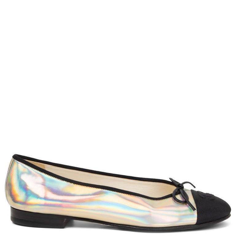 CHANEL rainbow iridescent 2018 CLASSIC Ballet Flats Shoes 38.5 at
