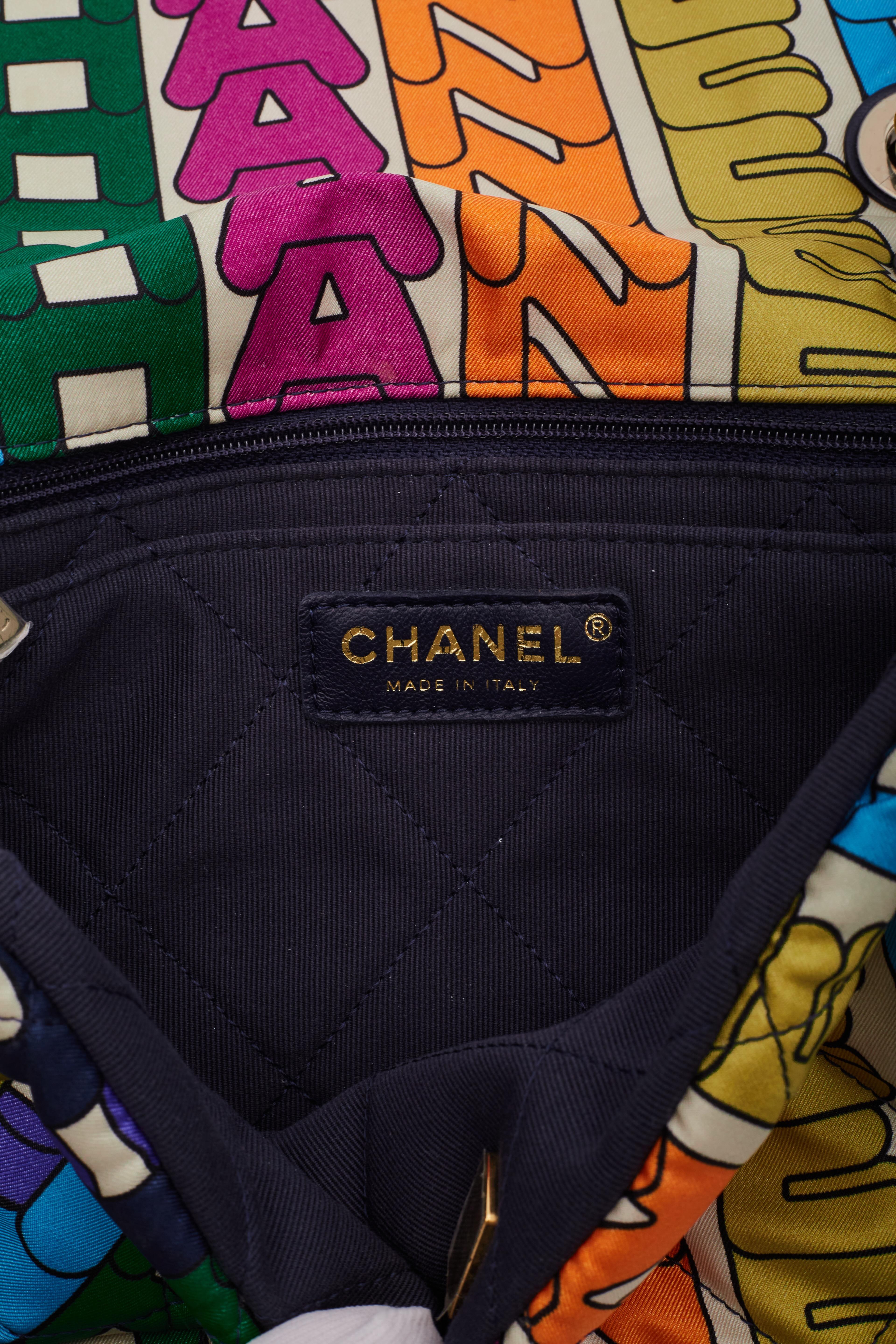 Chanel Rainbow Logo Nylon Quilted Logo Flap Bag 9