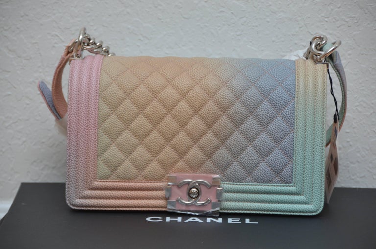 Chanel Rainbow Old Medium Crossbody Pink Caviar Boy Bag, 2018 at