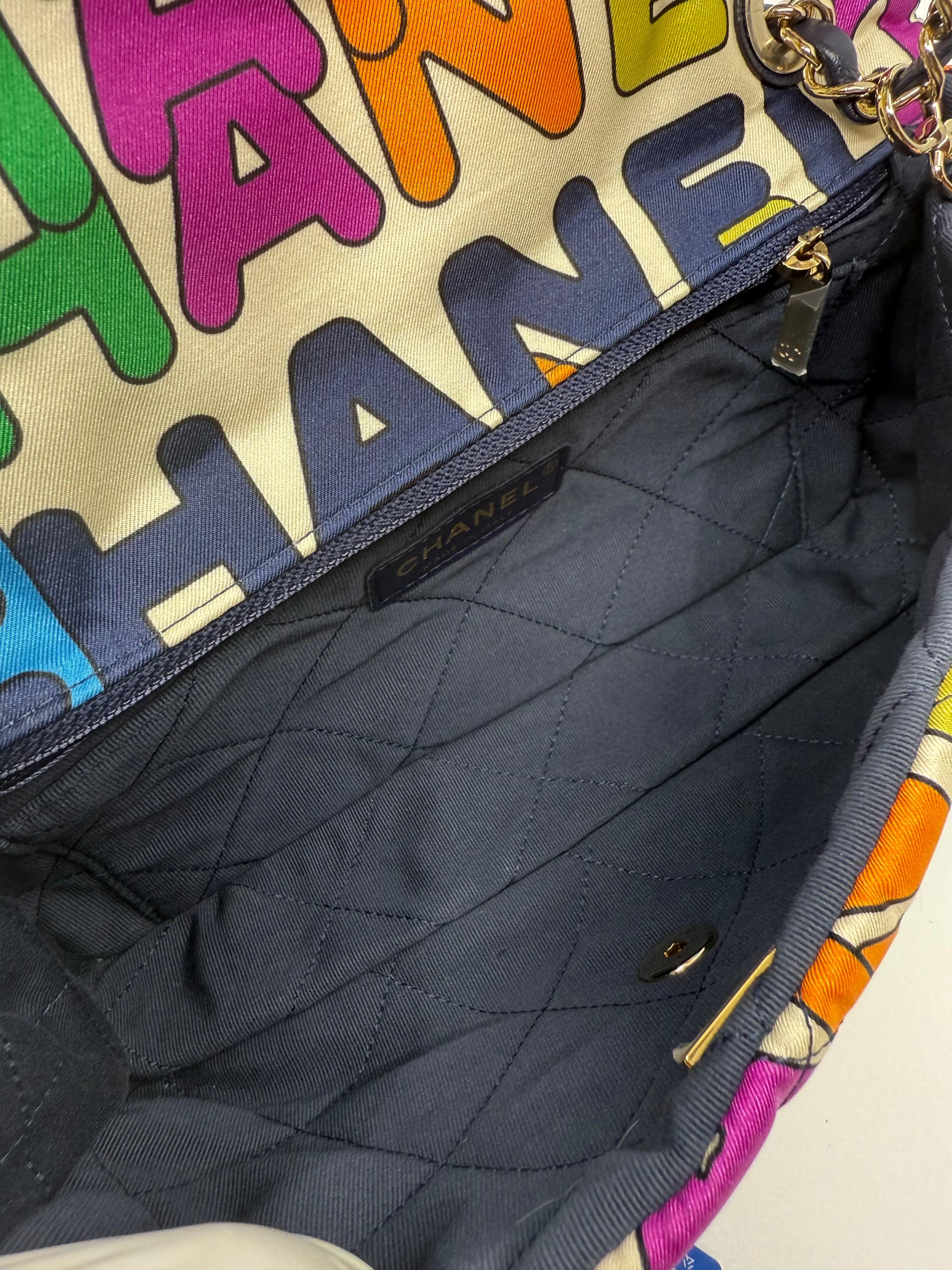 Borsa Chanel Rainbow Quilted Nylon Small Letter Logo Flap in vendita 8