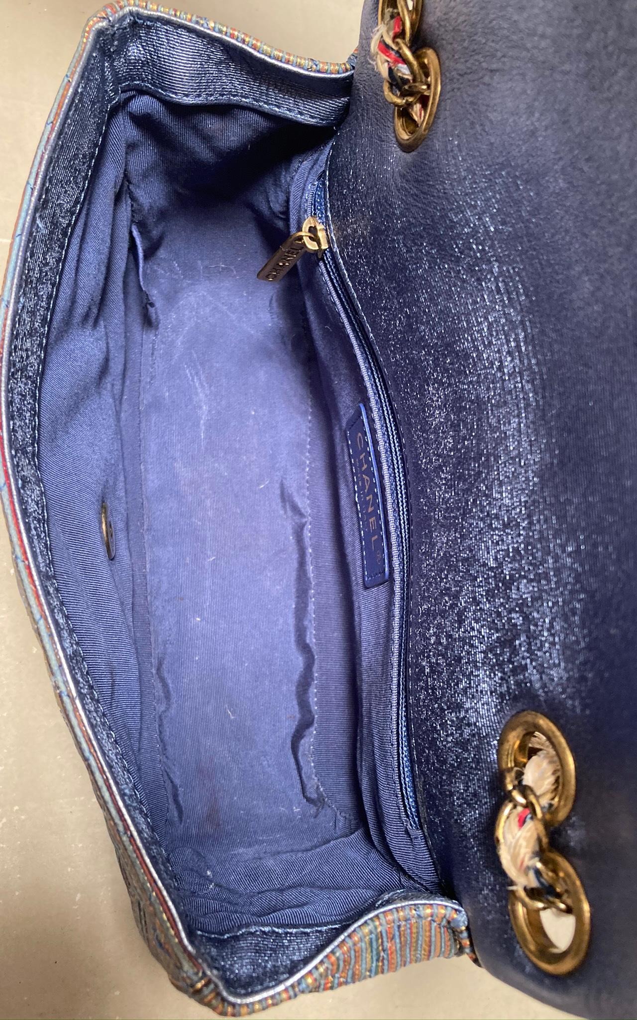Chanel Rainbow Raffia Classic Flap Shoulder Bag 4