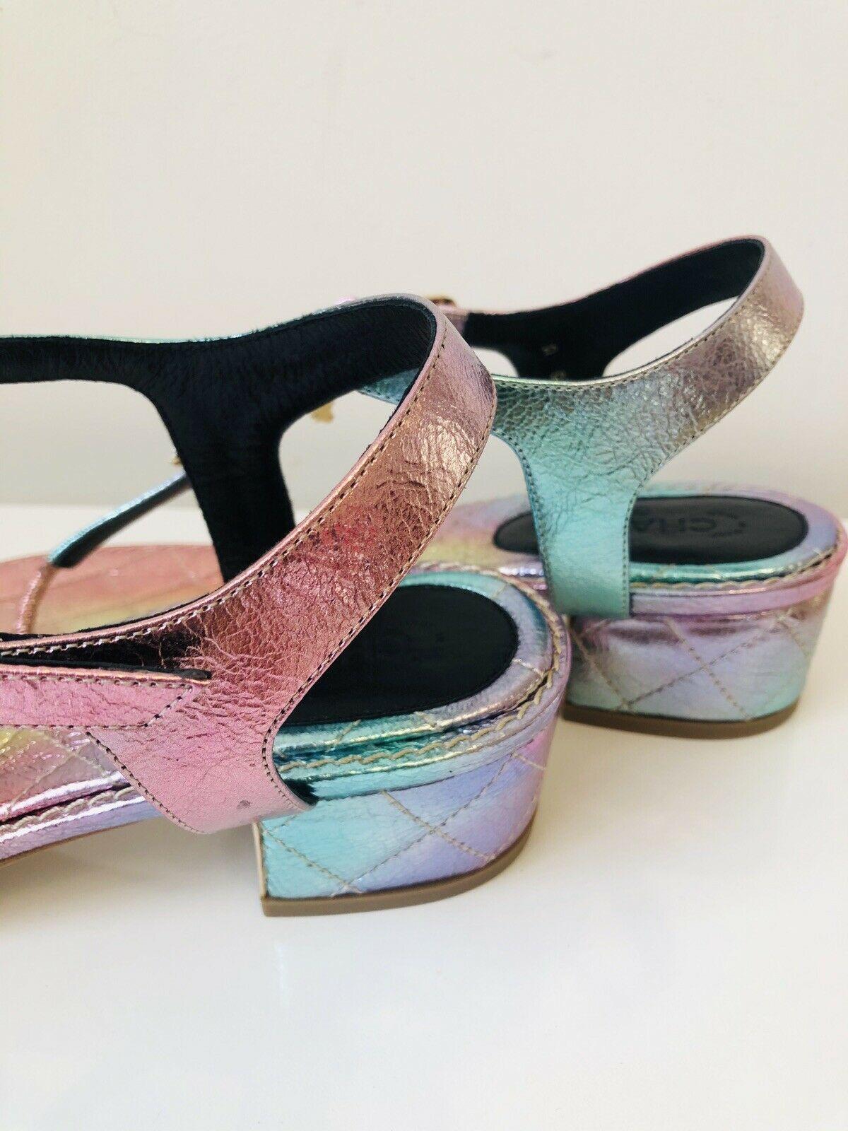 Beige CHANEL Rainbow Sandals 2020 - Size 39.5c (UK6.5c) For Sale