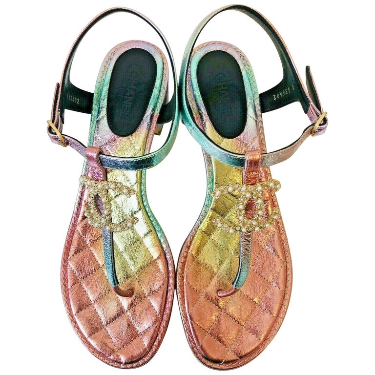 CHANEL Rainbow Sandals 2020 - Size 39.5c (UK6.5c) For Sale at 1stDibs |  chanel colorful sandals, chanel rainbow shoes, rainbow chanel sandals