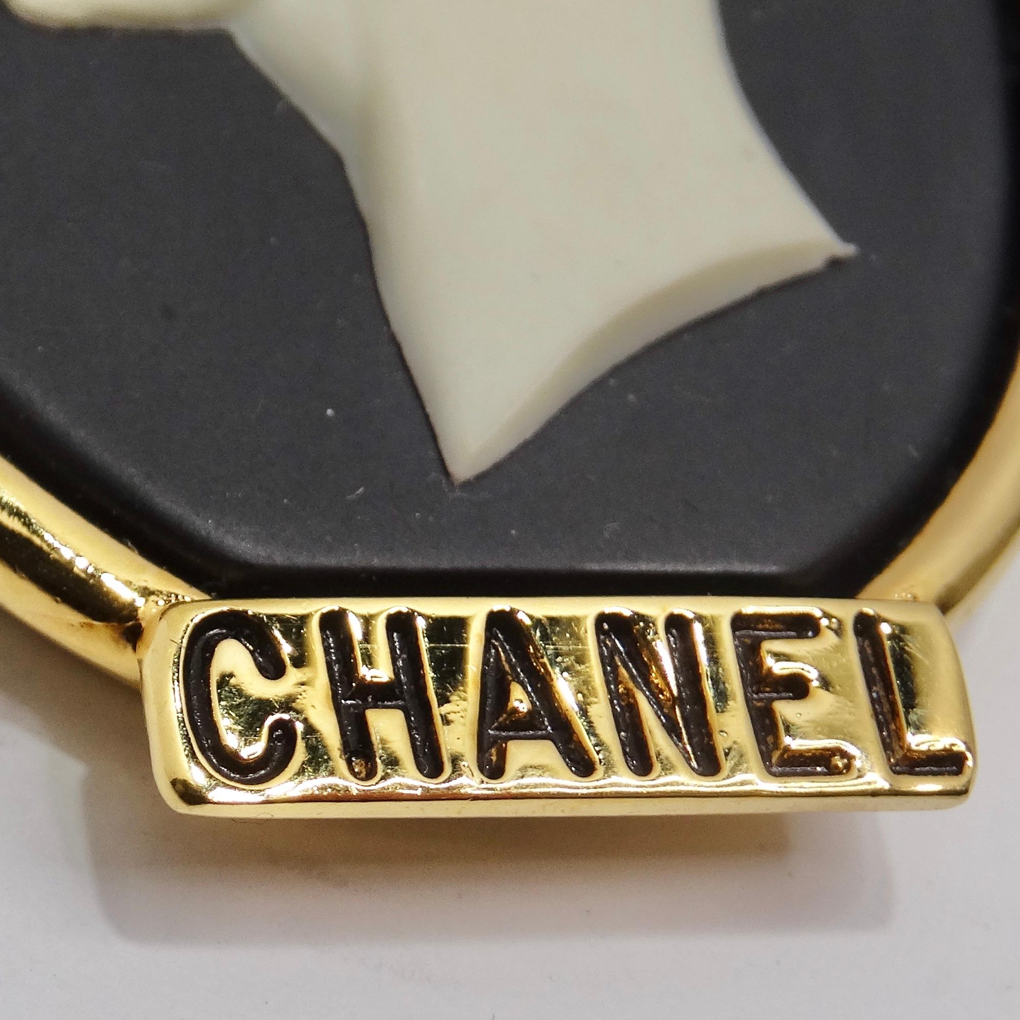 Women's or Men's Chanel Rare 1980s Large Gold Tone Cameo Earrings For Sale