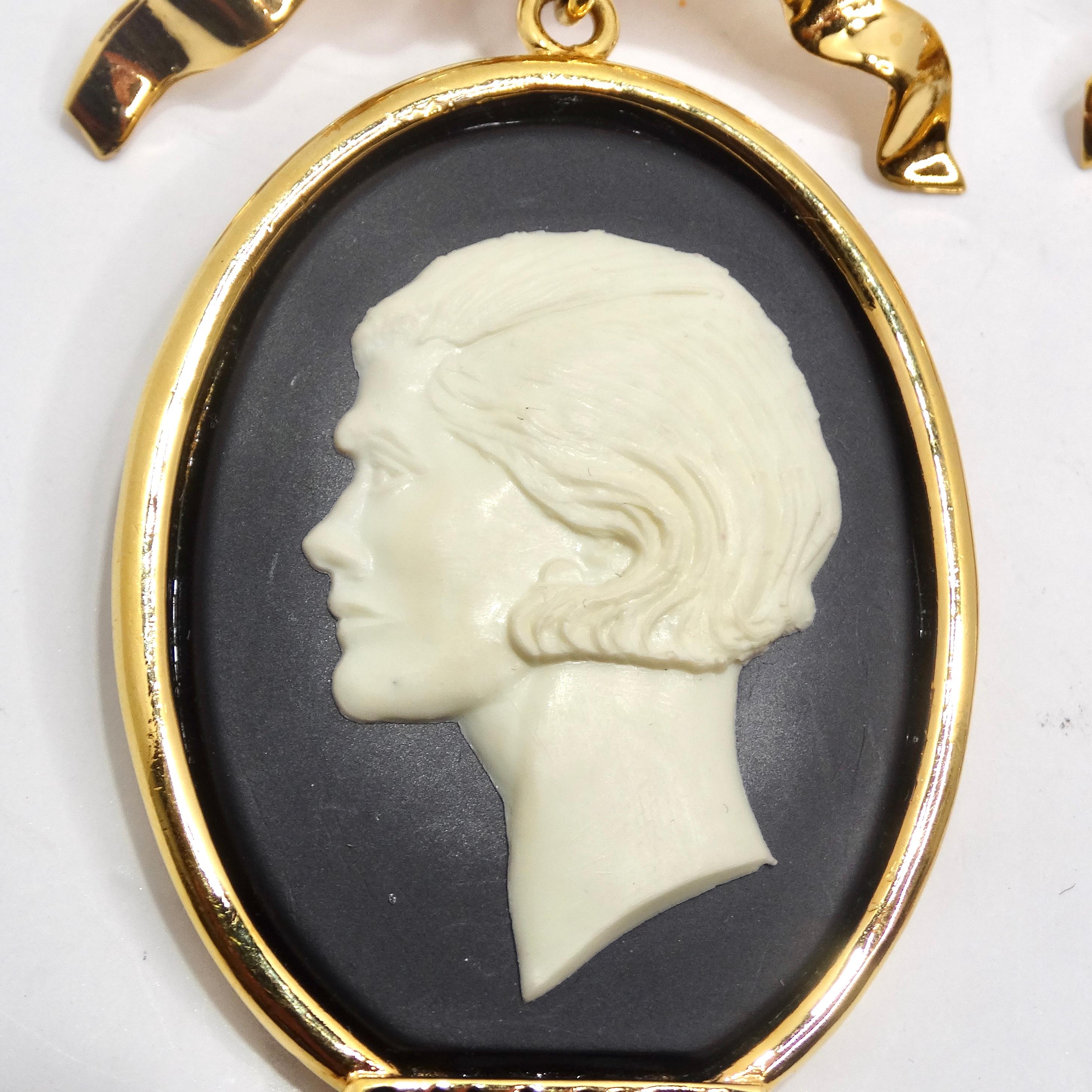 Chanel Rare 1980s Large Gold Tone Cameo Earrings For Sale 1