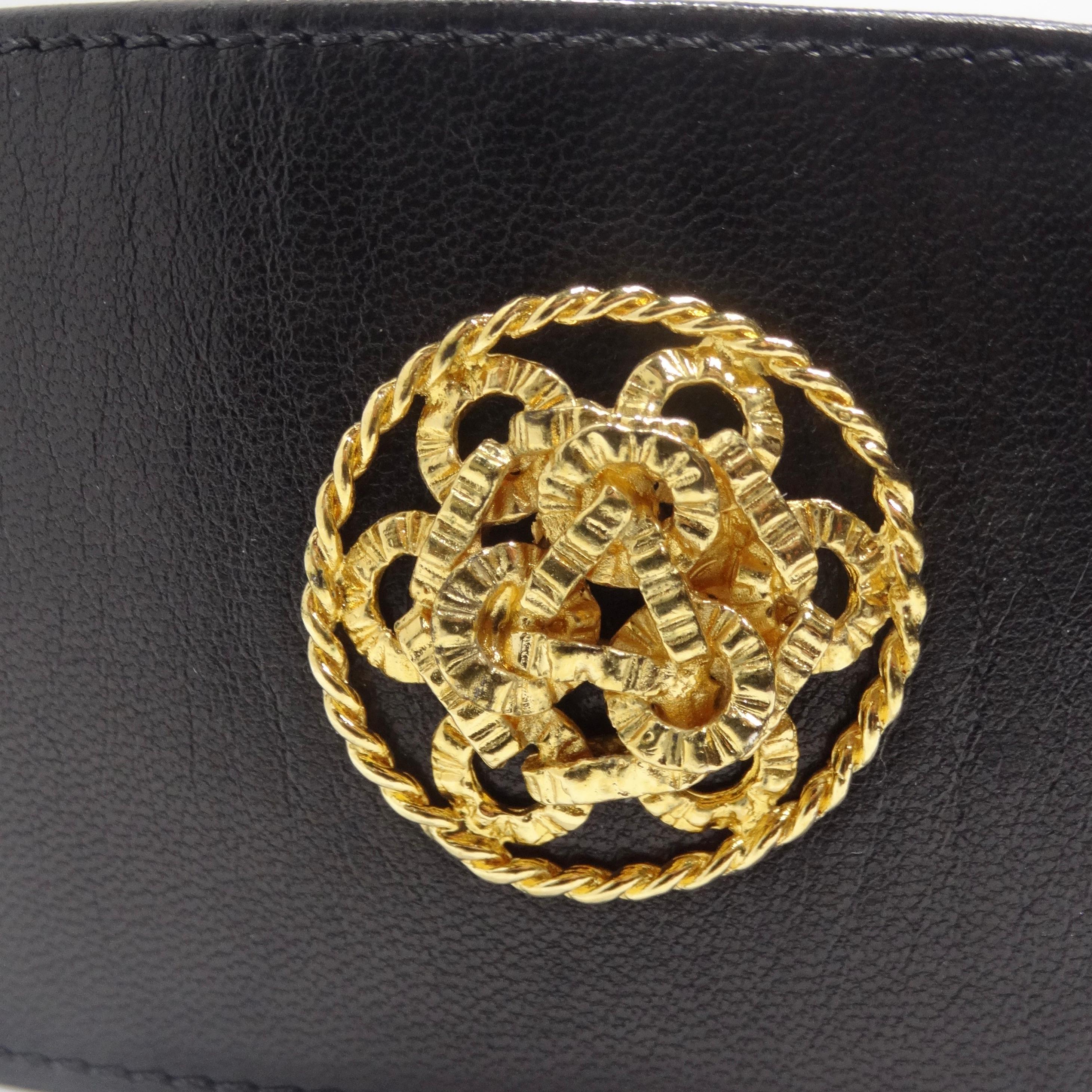Chanel Seltener 1980er Victoire De Castellane Goldfarbener schwarzer Ledergürtel im Angebot 6