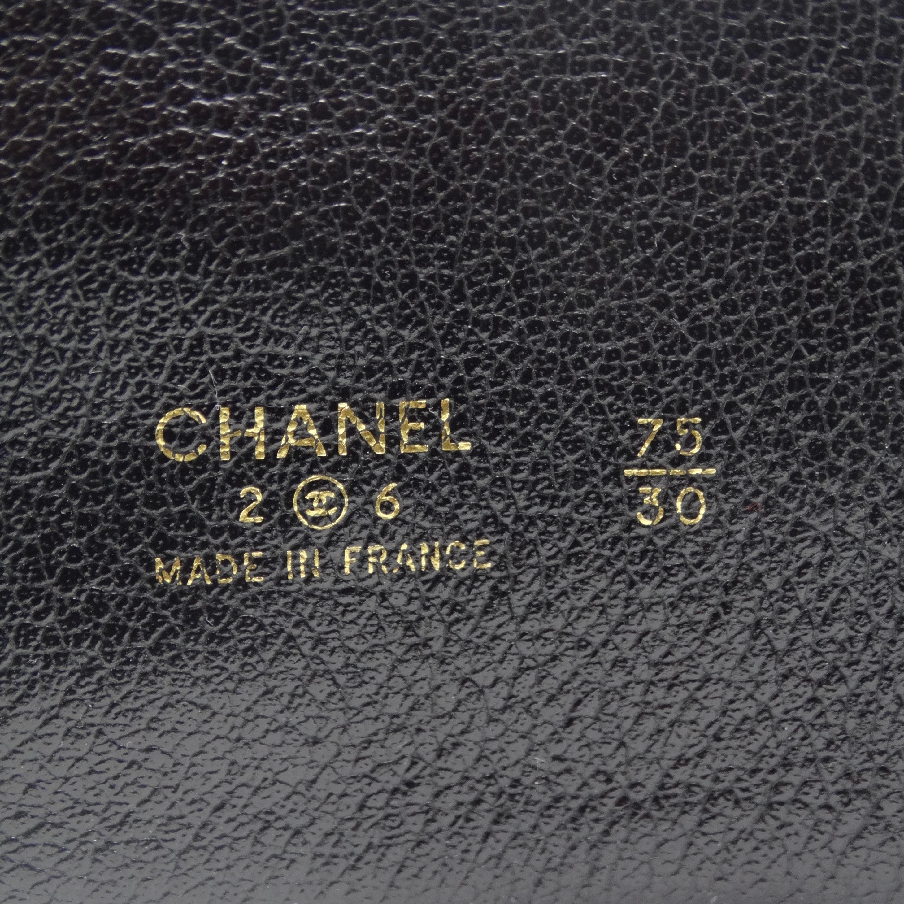 Chanel Seltener 1980er Victoire De Castellane Goldfarbener schwarzer Ledergürtel im Angebot 11