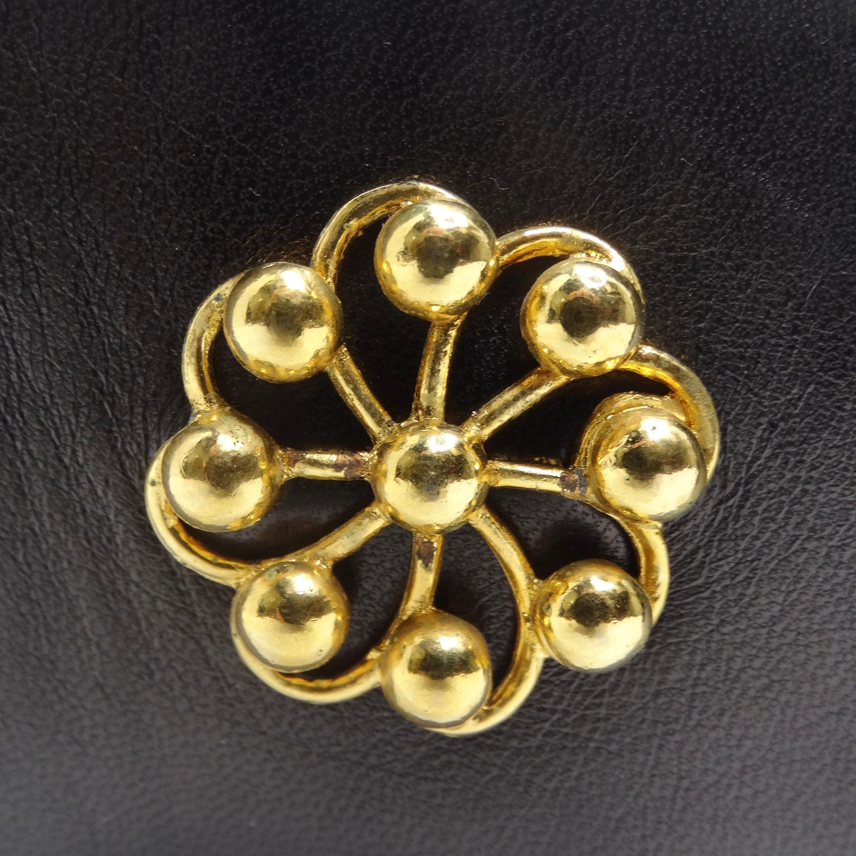 Women's or Men's Chanel Rare 1980s Victoire De Castellane Gold Tone Black Leather Belt For Sale