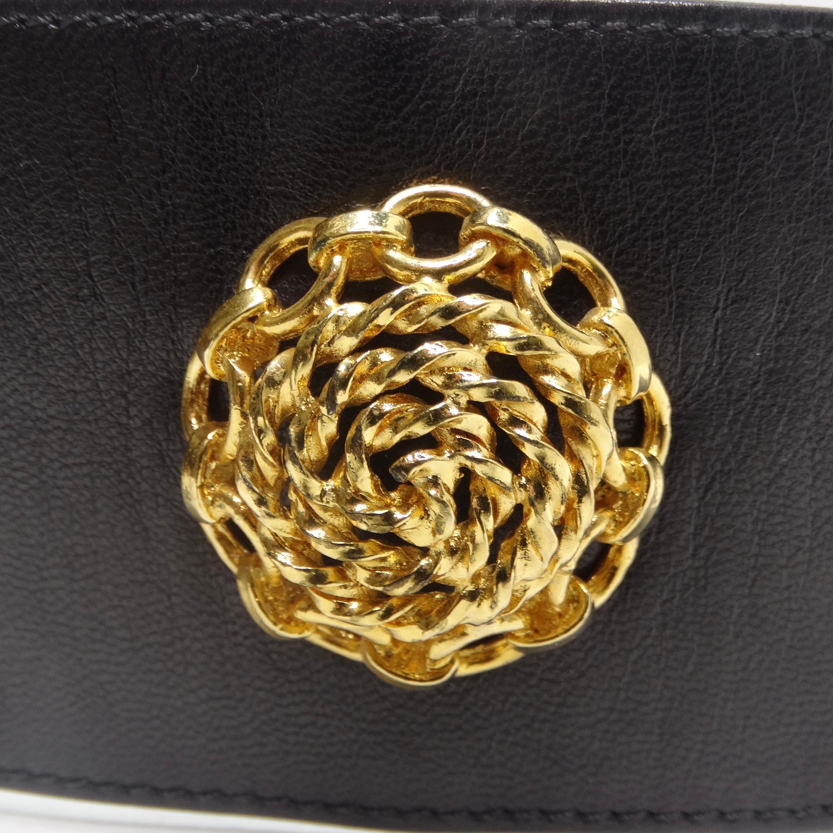 Chanel Rare 1980 Victoire De Castellane Gold Tone Black Leather Belt en vente 5