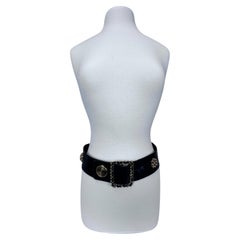 Chanel Rare 1980s Victoire De Castellane Gold Tone Black Leather Belt