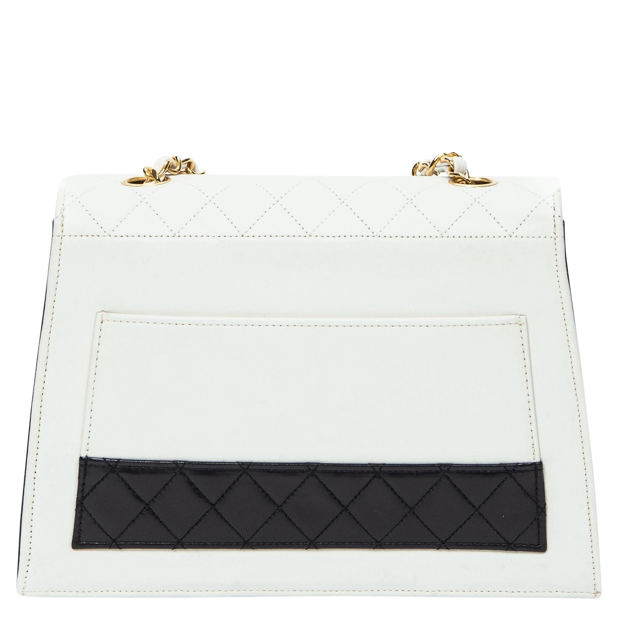 Gray Chanel Rare 1989 Vintage Bicolor Flap Bag w/ Pouch For Sale