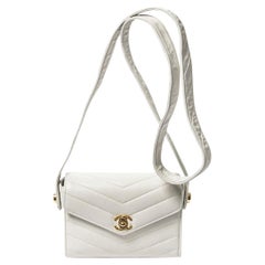 Used Chanel Rare 1991 Ivory Chevron Quilted Crossbody Bag