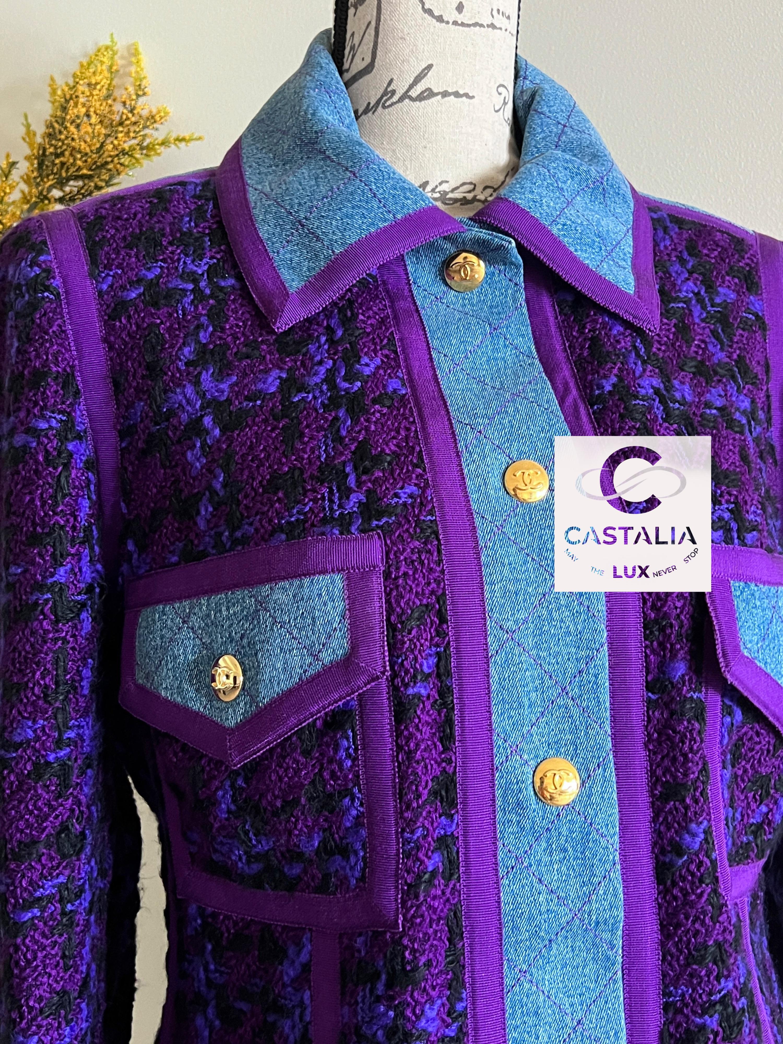 Chanel Rare 1991 Supermodels Tweed and Denim Suit 6