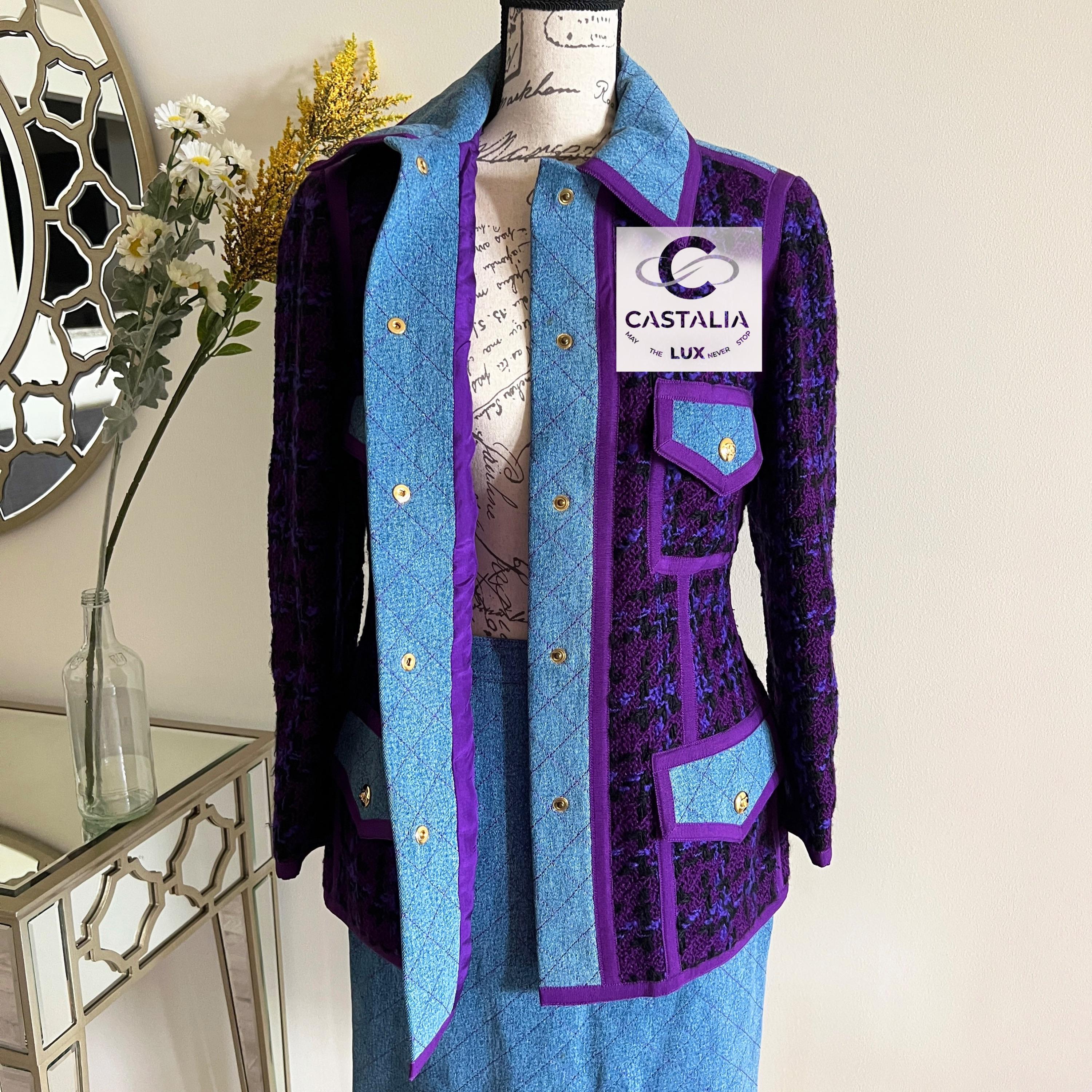Chanel Rare 1991 Supermodels Tweed and Denim Suit 8