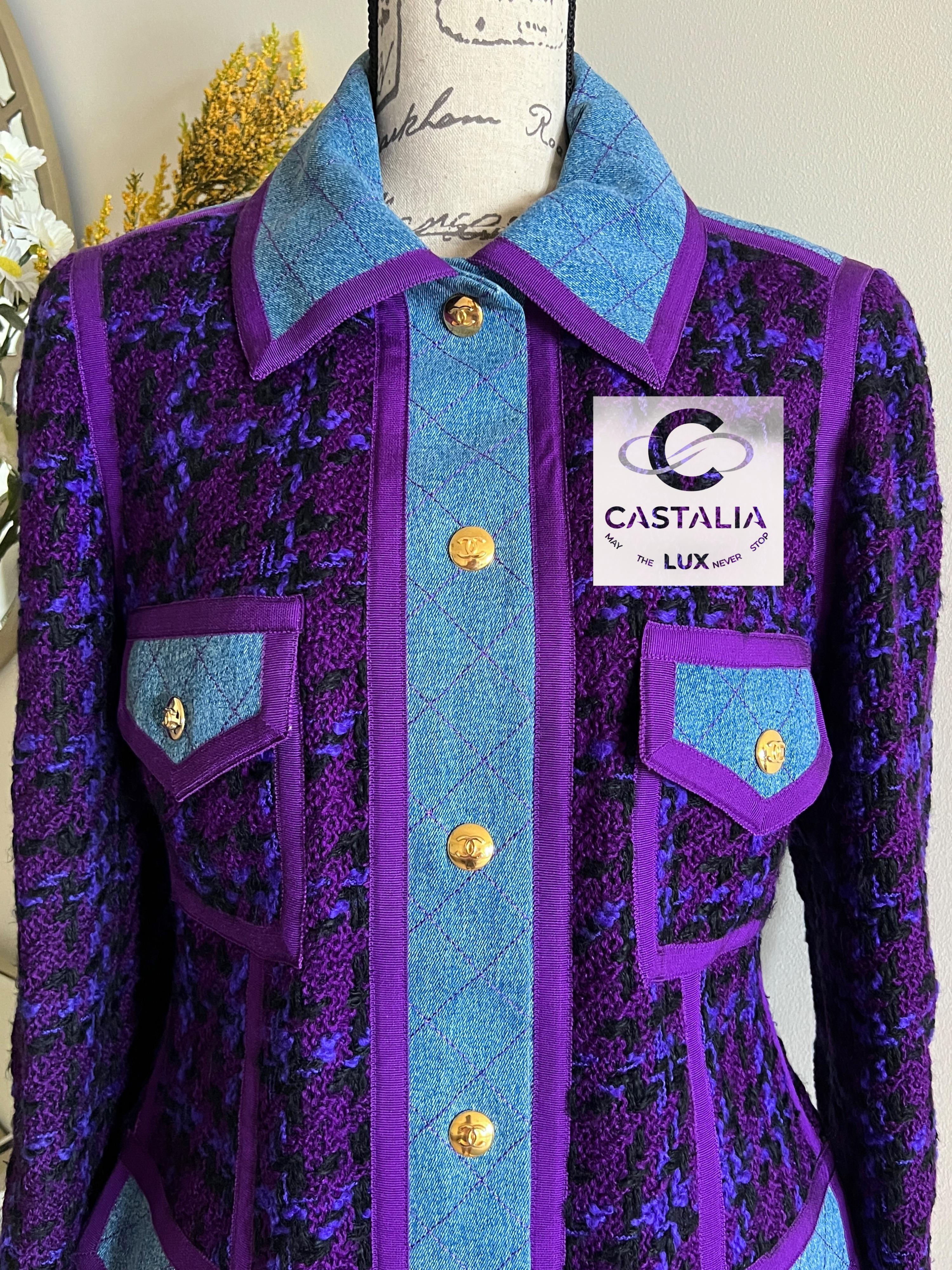 Chanel Rare 1991 Supermodels Tweed and Denim Suit 4