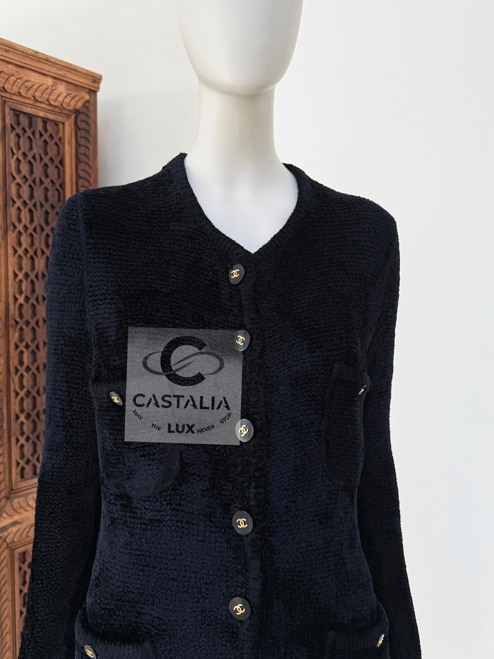 Chanel Rare 1995 Fall Black Teddy Plush Jacket 40 FR 4