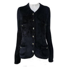 Chanel Seltene 1995 Herbst Schwarze Teddy Plüschjacke 40 FR