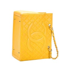 Chanel Rare 1997 Vintage Large Cc Logo Gst Grand Neon Orange Caviar Leather Tote