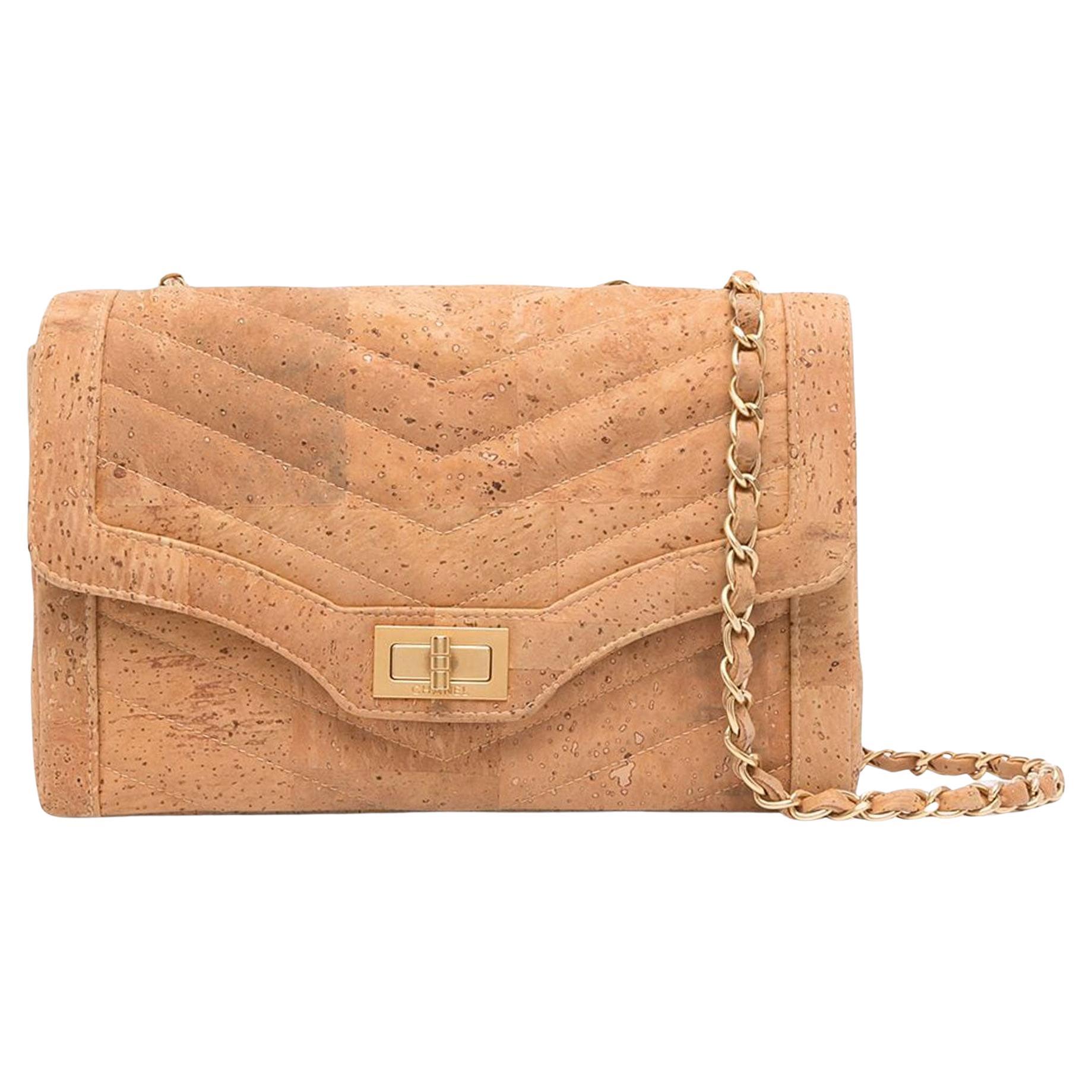 Chanel Rare 2001 Vintage Cork Chevron Quilted Reissue Classic Flap Bag