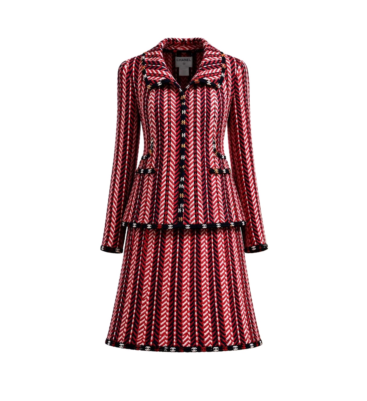 CHANEL Raro 2004 CC Logo Bordado Traje Tweed 44 FR