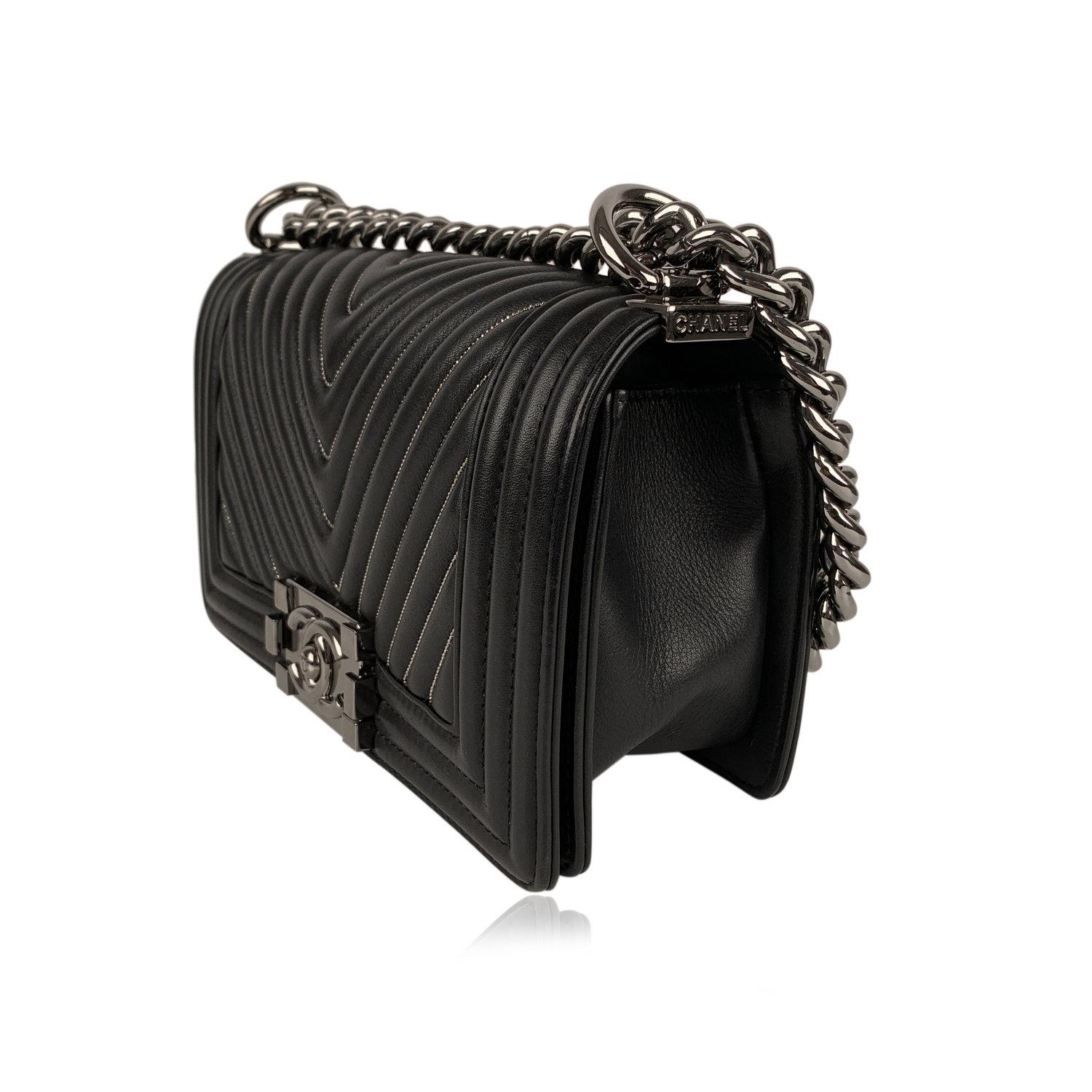 Women's Chanel Rare 2014 Herringbone Chevron Silver Embroidered Boy Bag