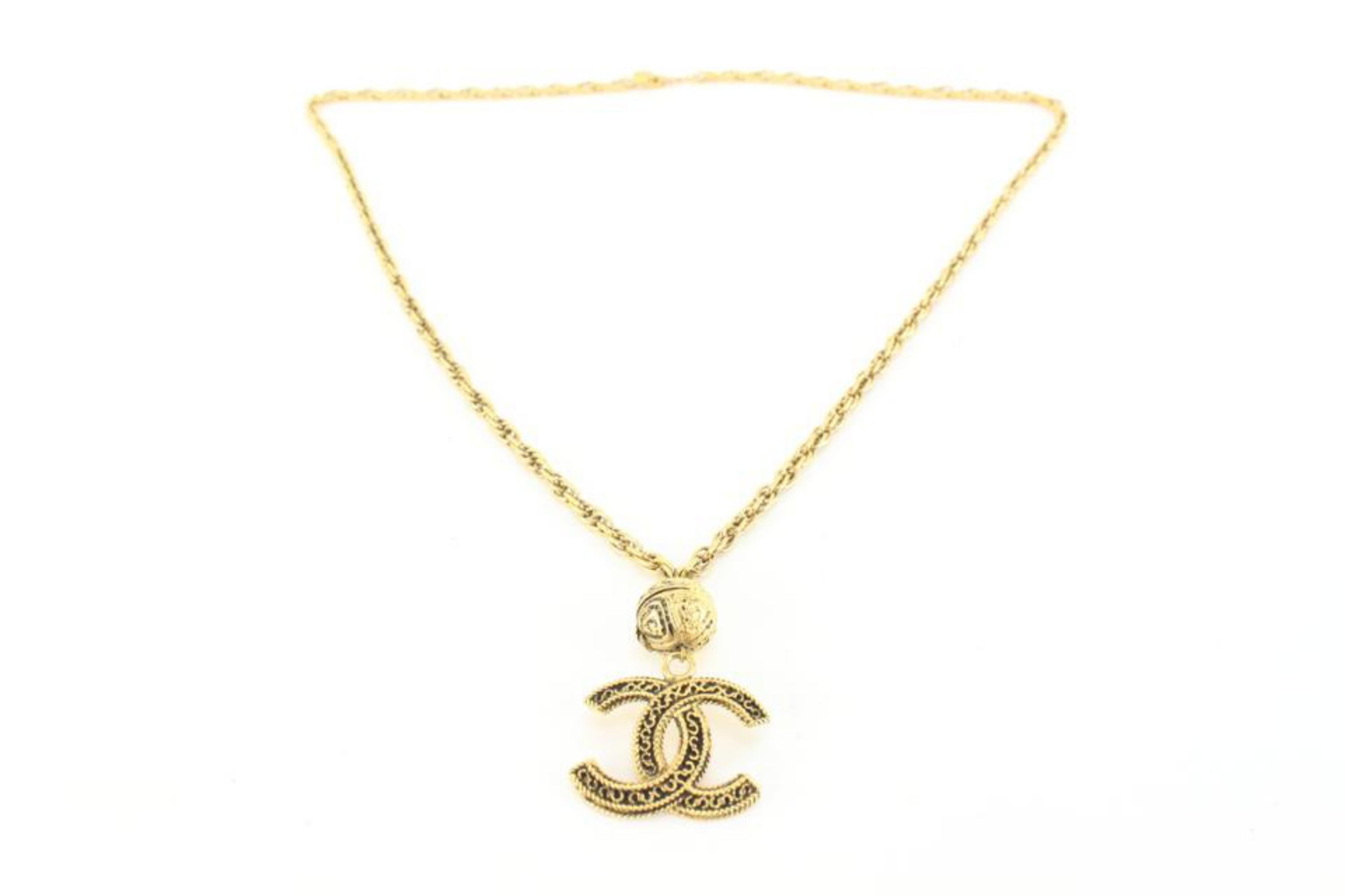 Chanel Rare 24k Gold Plated Filigree Ball CC Chain Necklace 36cc721s 7