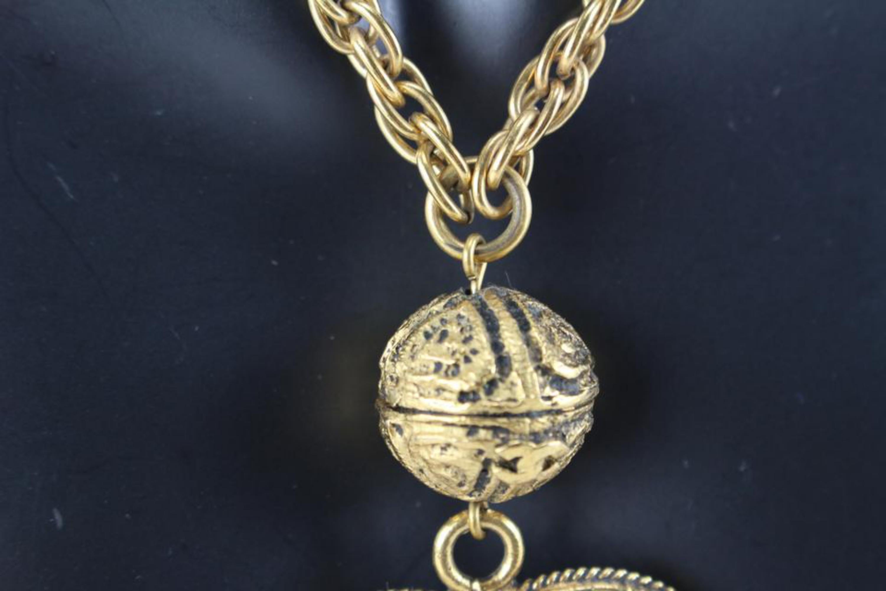 Chanel Rare 24k Gold Plated Filigree Ball CC Chain Necklace 36cc721s 2