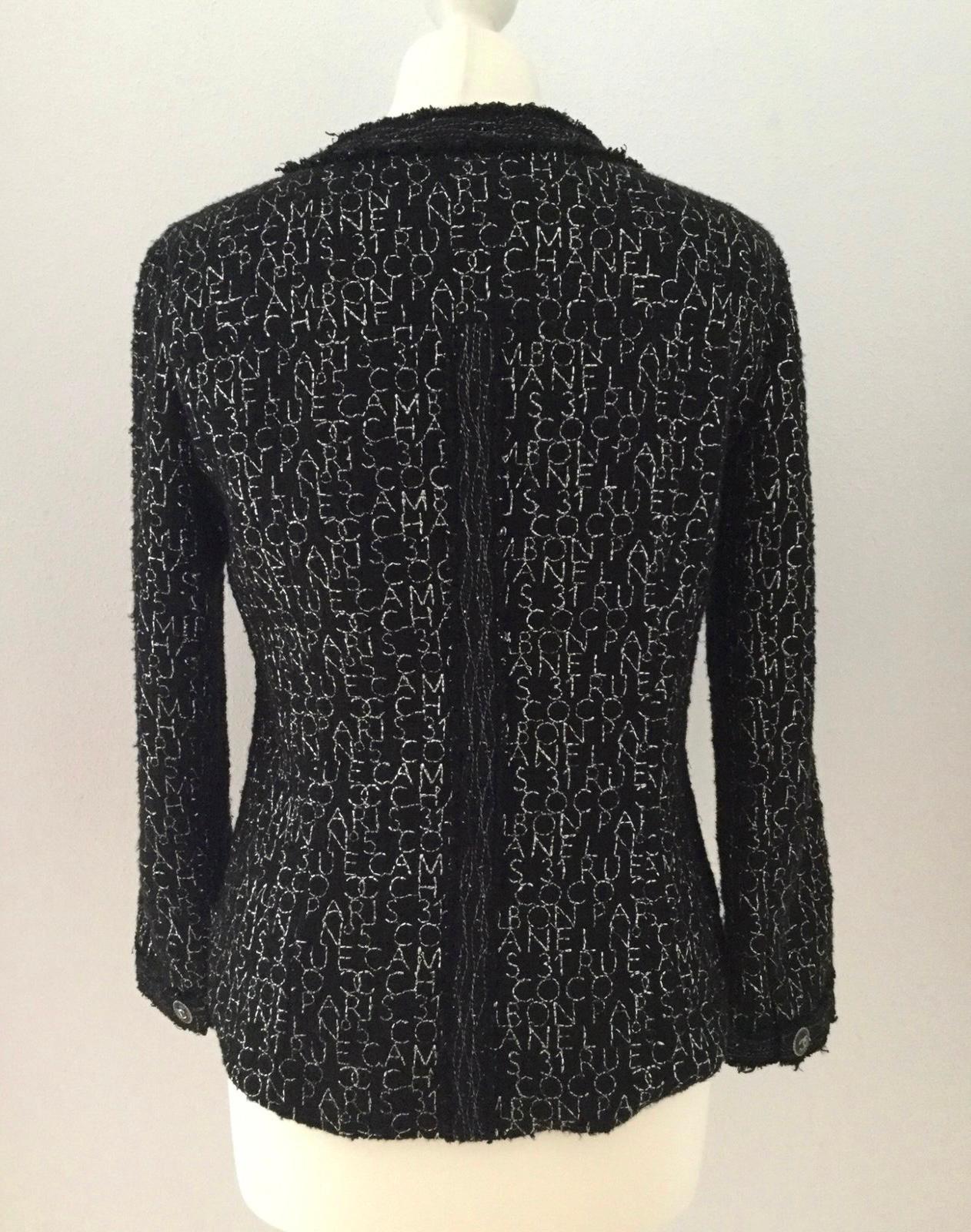 Women's or Men's Chanel Rare 31 Rue Cambon And Logo Black Tweed Jacket 