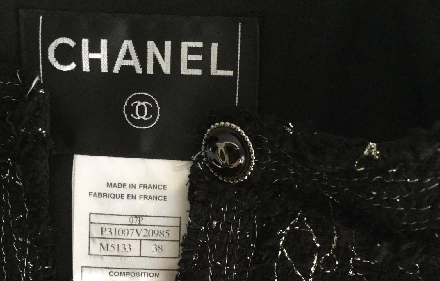 Chanel Rare 31 Rue Cambon And Logo Black Tweed Jacket  3