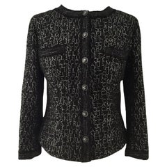 Chanel Rare 31 Rue Cambon And Logo Black Tweed Jacket