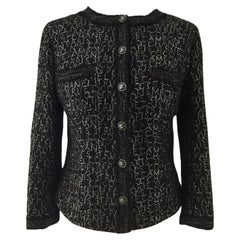 Chanel Rare 31 Rue Cambon And Logo Black Tweed Jacket 