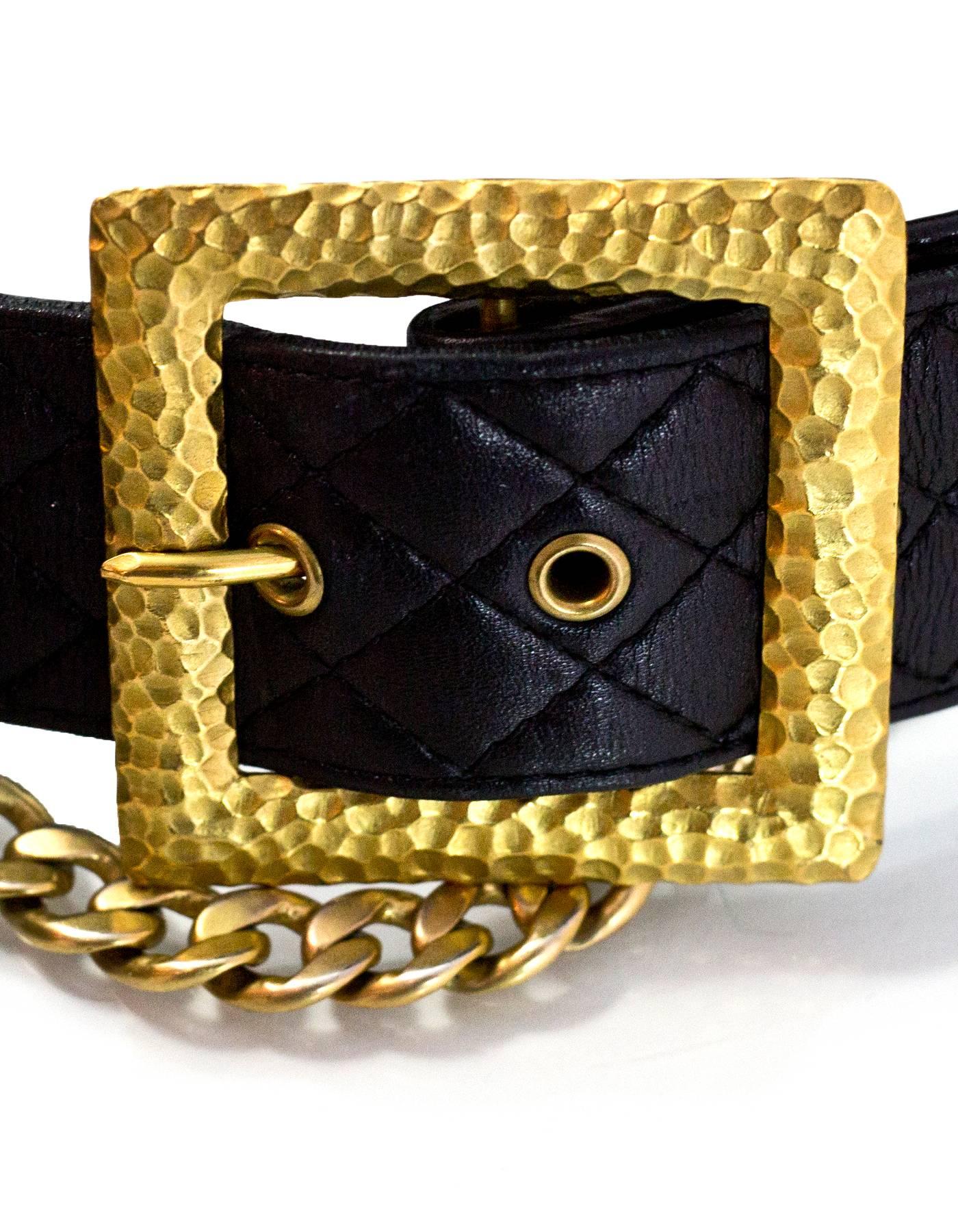 Chanel Vintage Black Quilted Leather Belt Bag Fanny Pack with Chain, 1994 In Good Condition In New York, NY